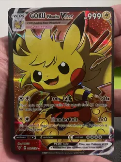 Pikachu Goku Poncho Pokemon Card - Holofoil FULL ART - DBZ - VCOS Cosplay - Image 1
