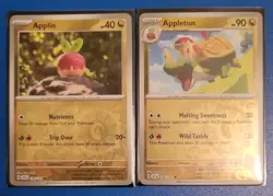 Apllin & Appletun - Reverse Holo - Surging Sparks - New & Mint - Pokemon Cards - Image 1
