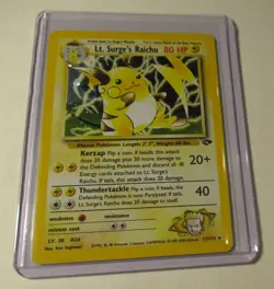 Pokemon TCG Gym Challenge Lt. Surge's Raichu 11/132 Holo Card 2000 Played - Image 1