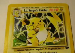 Pokemon TCG Gym Challenge Lt. Surge's Raichu 11/132 Holo Card 2000 Played - Image 4