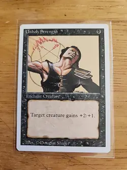 Unholy Strength - Revised - MTG Magic - Common - Black Enchant Creature - Image 1