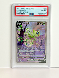 Pokemon 2021 POKEMON SWORD & SHIELD FUSION STRIKE CELEBI V #245/264 PSA 8 - Image 1