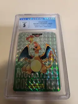 CHARIZARD 1996 POKEMON JAPANESE BANDAI PRISM CARDDASS VENDING #6 Green CGC 5 - Image 1