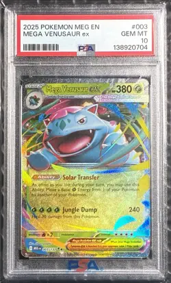 2025 Pokemon Mega Evolution Mega Venusaur ex 003/132 Double Rare PSA 10 Gem Mint - Image 1