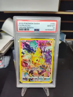 PSA 10 GEM MINT Pikachu Crown Zenith Full Art Holo 2023 Pokemon 160/159 - Image 1
