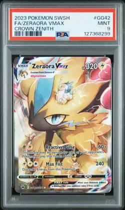 2023 POKEMON SWORD & SHIELD CROWN ZENITH #GG42 FULL ART/ZERAORA VMAX PSA 9 - Image 1
