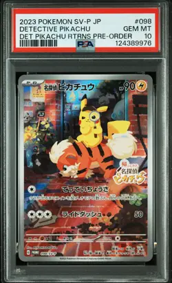2023 POKEMON JPN SV-P PROMO #098 DETECTIVE PIKACHU PSA 10 - Image 1