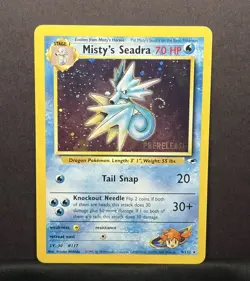 Misty's Seadra Holo Rare SWIRL #9/132 -PreRelease Gym Heroes- 2000 WOTC Pokemon - Image 1