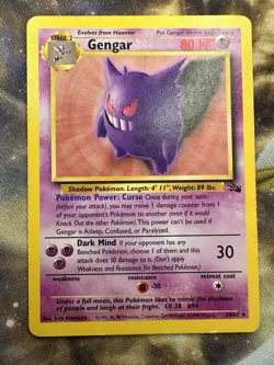 Pokemon TCG Gengar #20/62 Fossil Non-Holo Unlimited WOTC VTG 1999 MP FREE SHIP - Image 1