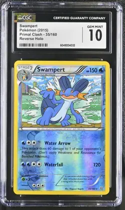 2015 Pokemon XY Primal Clash Swampert 35/160 Reverse Holo CGC 10 - Image 1