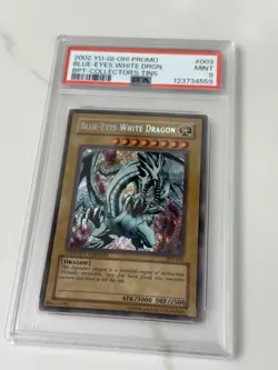 2002 Yu-Gi-Oh Collector's Tins BLUE-EYES WHITE DRAGON BPT-003 Secret Rare PSA 9 - Image 3