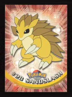 #28 SANDSLASH Blue Logo Pokemon Topps TV Animation Edition Trading Card 1999 - Image 1
