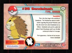 #28 SANDSLASH Blue Logo Pokemon Topps TV Animation Edition Trading Card 1999 - Image 2