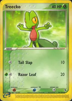 Treecko - 76/109 Normal Common Ruby and Sapphire Pokemon Card HP - Image 1