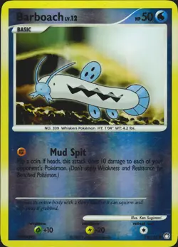 Barboach 72/123 Reverse Holo Mysterious Treasures Pokemon Card LP - Image 1