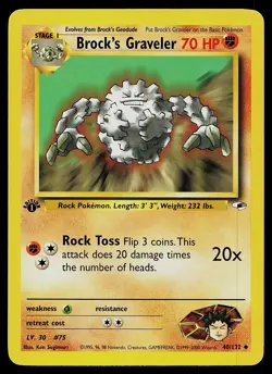 Pokemon Card - Brock's Graveler Gym Heroes 40/132 Uncommon 1st Edition - Image 1