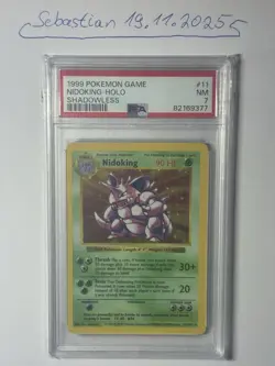 Nidoking 11/102 Base Set Unlimited (1999) Holo Rare Shadowless Pokemon PSA 7 - Image 1