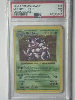 Nidoking 11/102 Base Set Unlimited (1999) Holo Rare Shadowless Pokemon PSA 7 - Image 2