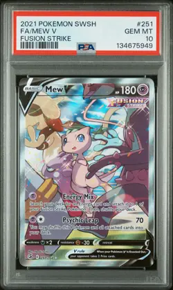 2021 POKEMON SWORD & SHIELD FUSION STRIKE #251 FULL ART/MEW V PSA 10 - Image 1