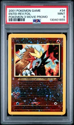 2001 Entei #34 Pokemon Movie 3 Black Star Promo Reverse Holo Card PSA 9 MINT - Image 1