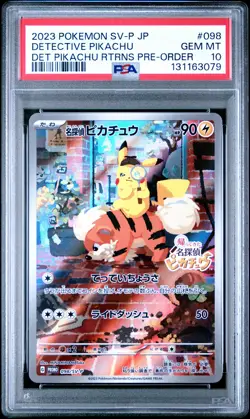 2023 POKEMON JAPANESE SV-P PROMO #098 DETECTIVE PIKACHU PSA 10 - Image 1