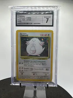 Pokemoh TCG CGC Near Mint 7 Base Set Unlimited Chansey 3/102 Holo Rare NM - Image 1