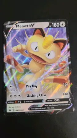 Meowth V SWSH004 Black Star Promo - Full Art - Pokemon Card 2020 NM - Image 1