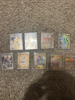 Lot Of 9 Pokemon Gold Full Art Cards - Image 1