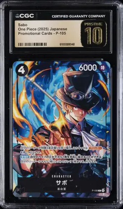 2025 ONE PIECE - PROMO CARDS JPN #P-105 SABO CGC 10 PERFECT - Image 1