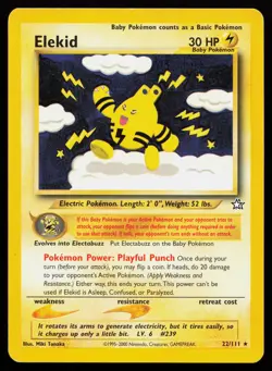 Elekid 22/111 Rare Neo Genesis Pokemon Card - Image 1