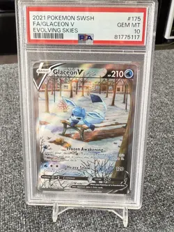 PSA 10 Glaceon V 175/203 Alternate Art Evolving Skies 2021 Pokemon Card Gem Mint - Image 1