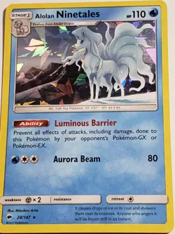 CRACKED ICE Alolan Ninetales 28/147 NM / M - HOLO Burning Shadows Pokemon Card - Image 2