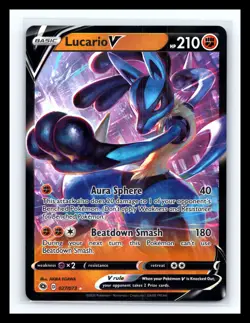 💥 Pokemon Card Lucario V 027/073 Champions Path Half Art Holo Rare - Image 1