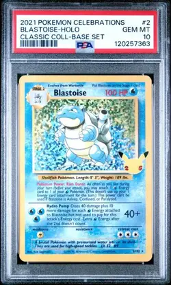 PSA 10 Blastoise 2/102 Pokemon Celebrations Classic Collection Holo Graded Card - Image 1