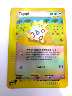 Pokemon Card - Reverse-Holo Togepi 114/147 Aquapolis *MP* e-Card Common - Image 1