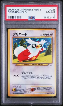 PSA 8 Delibird 2000 Japanese Neo 3 Revelation 225 Holo Pokemon Card - Image 1