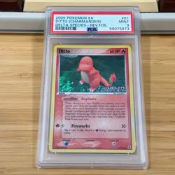 2005 Pokemon Ex Delta Species Rev. Foil 61 Ditto Charmander PSA 9 Mint reverse - Image 1