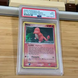 2005 Pokemon Ex Delta Species Rev. Foil 61 Ditto Charmander PSA 9 Mint reverse - Image 2