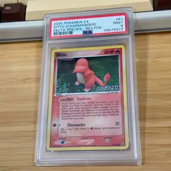 2005 Pokemon Ex Delta Species Rev. Foil 61 Ditto Charmander PSA 9 Mint reverse - Image 3