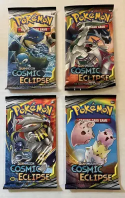 Pokemon Cosmic Eclipse Booster Pack X4 - Sealed - Sun & Moon Art Set + 1 CE pack - Image 1