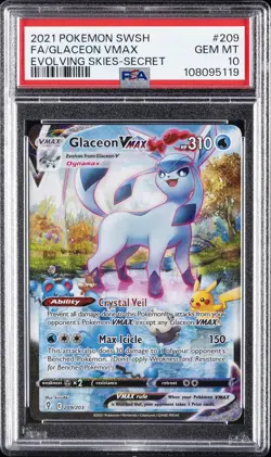 2021 POKEMON SWORD & SHIELD EVOLVING SKIES SECRET FULL ART/GLACEON VMAX PSA 10 - Image 1