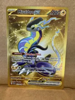Miraidon EX 253/198 Gold Hyper Rare Scarlet & Violet Pokemon TCG Near Mint NM - Image 1