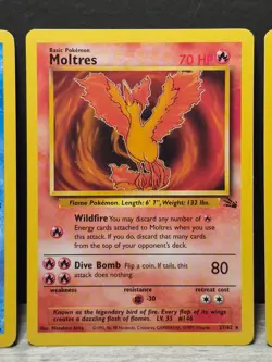 Pokemon Fossil Legendary Birds Set Moltres Zapdos Articuno LP-NM Non-Holo - Image 3