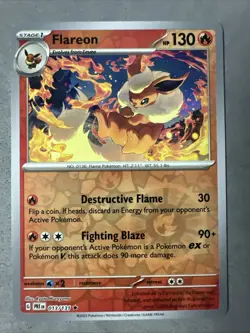 Pokemon TCG * SV Prismatic Evolutions * 013/131 Flareon Rare REVERSE HOLO * NM - Image 1
