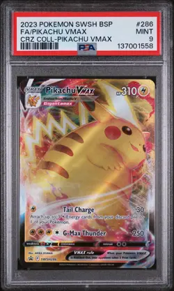 Pokemon 2023 Pikachu VMAX SWSH286 SWSH Black Star Promo PSA 9 MINT Crown Zenith - Image 1