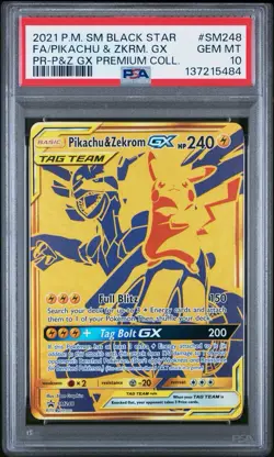 2021 POKEMON SM BLACK STAR PROMO #SM248 FULL ART/PIKACHU & ZEKROM GX PSA 10 - Image 1