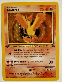 LP+ 1999 Pokemon Moltres Holo Rare 1st Edition Fossil 12/62 - Image 1
