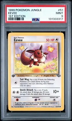 1999 Pokemon 1st Edition Jungle Eevee | PSA 9 - Image 1