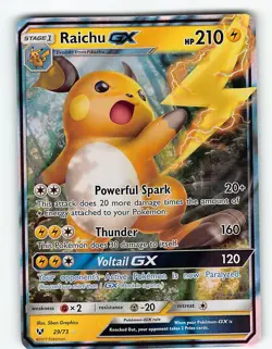 RAICHU GX 29/73 HOLO RARE GX SHINING LEGENDS POKEMON LP - Image 2