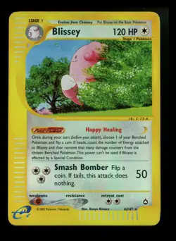 #2 Blissey 6/147 Aquapolis 2002 Reverse Holo Rare Pokemon Card TCG - Image 1